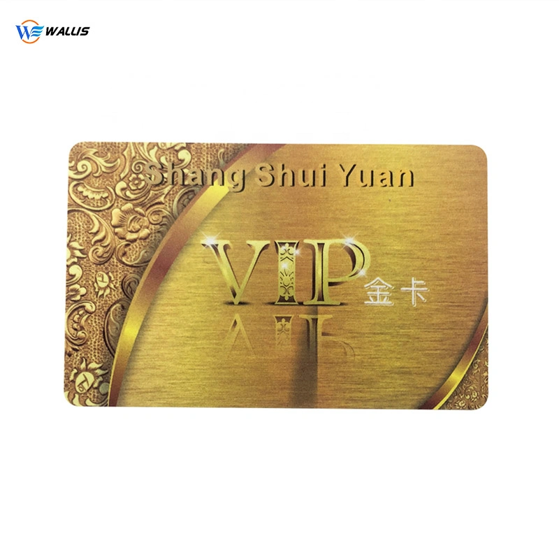 Free Sample Hf RFID 13.56MHz Fudan F08 Custom Printing PETG /Plastic Card Gold VIP Smart Cards