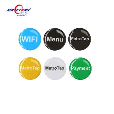 Cmrfid personnalisé petit anti-métal NFC médias sociaux RFID époxy porte-clés hôtel carte-clé NFC RFID étiquette époxy pour téléphone